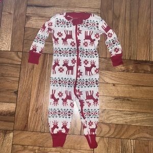 Hanna Andersson Dear Deer Print Baby Zip Up Sleeper Sz 12-18 mos